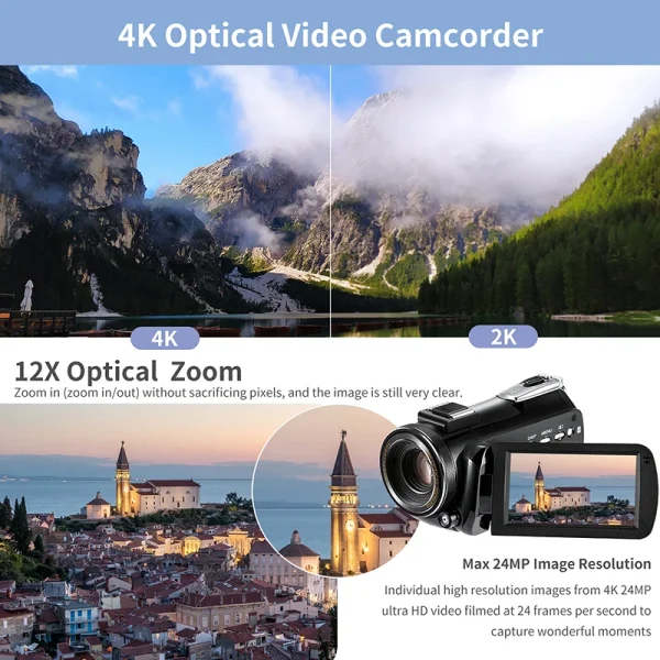 Video Camera YouTube Live Stream 4K Professional Ordro AC5 12X Optical Zoom Digital Camcorder Vlogging Blogger Filming Filmadora