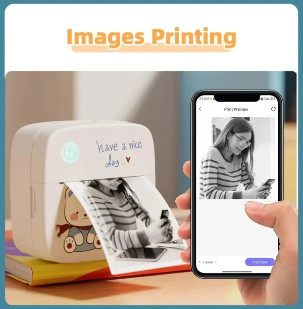 Thermal Mini Printer Portable Inkless Sticker Maker Small Pocket Printer for Children DIY Photo Christmas and Halloween gifts